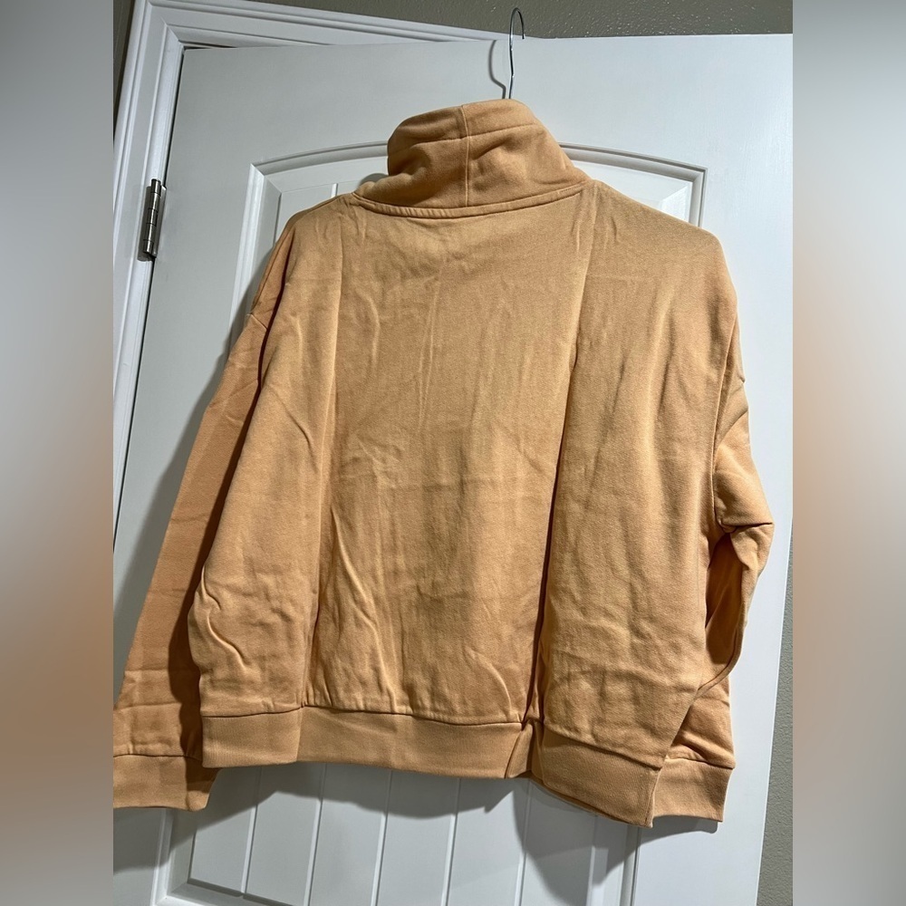 NEW NIP VS PINK Victoria Secret tan orange nude cowl neck sweatshirt L large - Picture 2 of 7